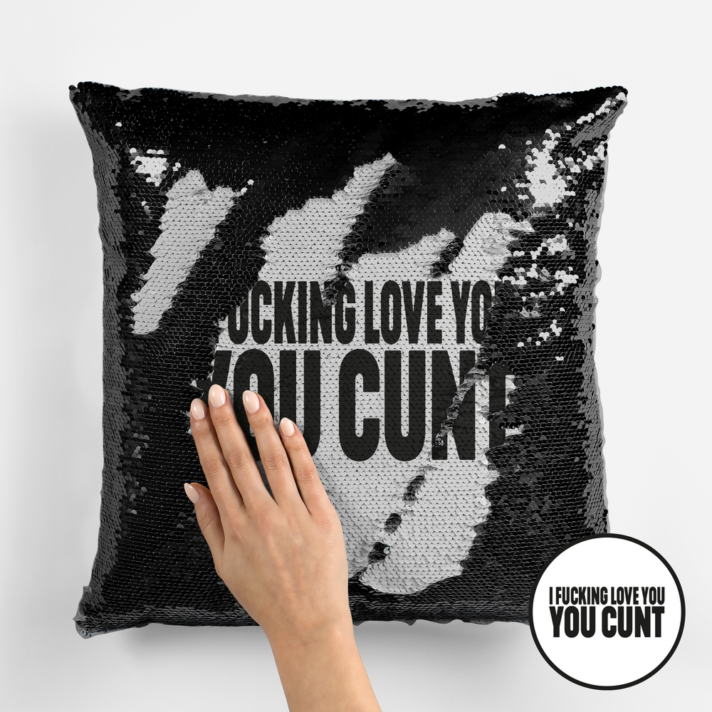 Love You, You Cunt Sequin Cushion #1 image